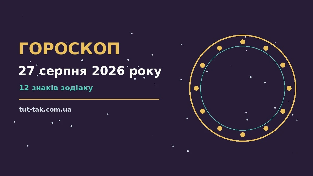 Щоденний гороскоп на 27 серпня 2026 року для дванадцяти знаків зодіаку