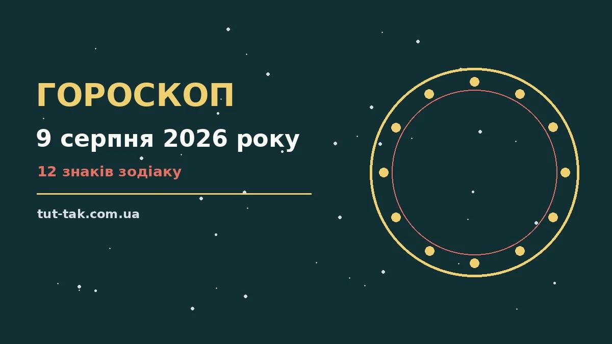 Гороскоп на 9 серпня 2026 року: перспективи для 12 знаків для роботи, дому й кохання