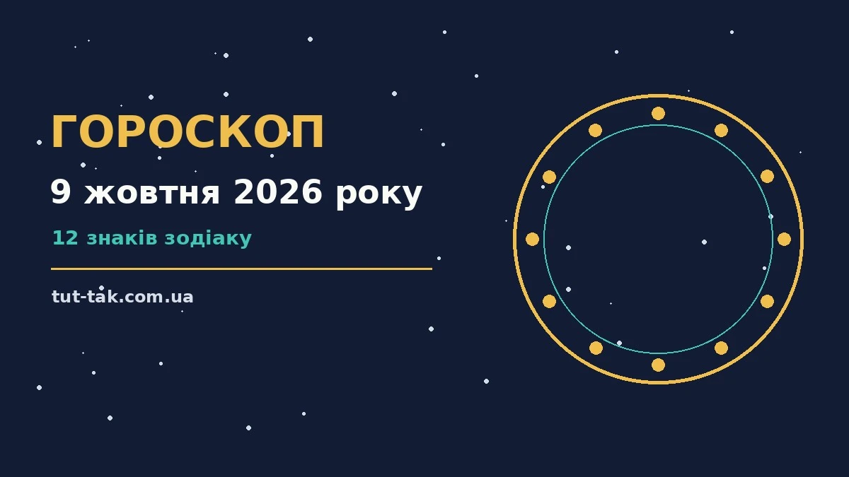 Гороскоп на 9 жовтня 2026 року: перспективи для 12 знаків для роботи, дому й кохання